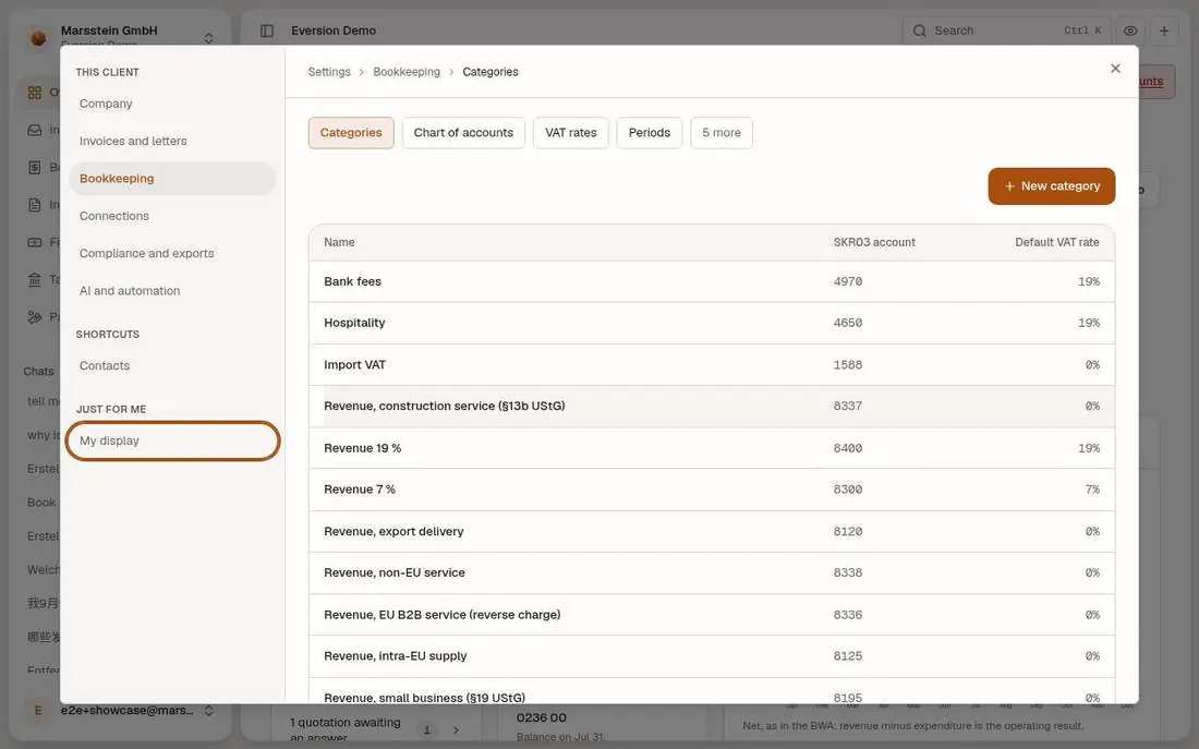 Categories with SKR03 accounts