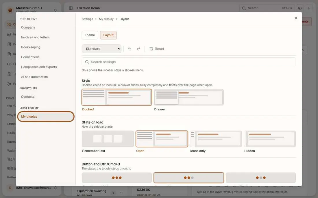 Sidebar style and behaviour