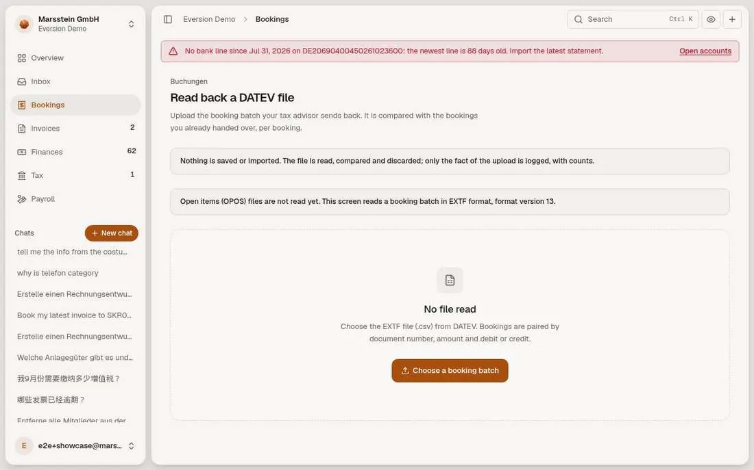 Compare a DATEV batch the adviser sends back