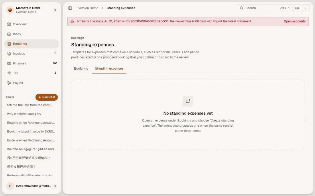 'No standing expenses yet'