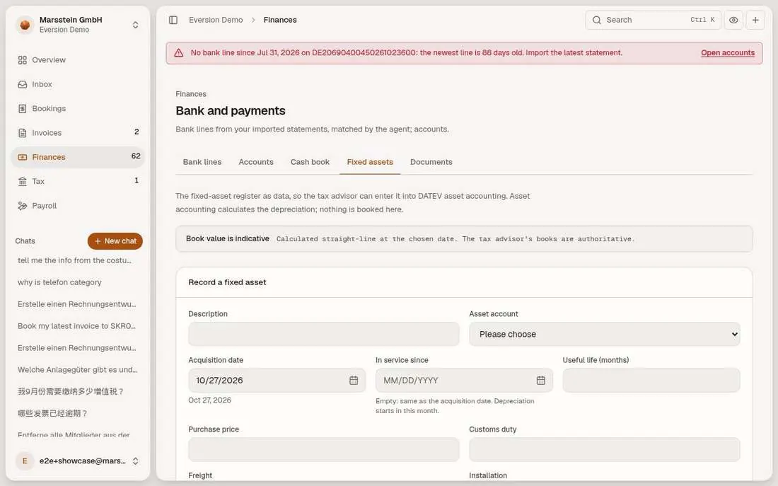 Register with a notebook, indicative book value
