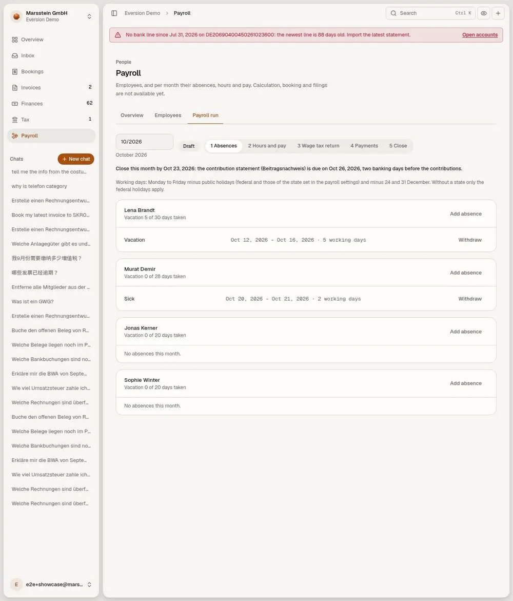 Run for 10/2026 with absences
